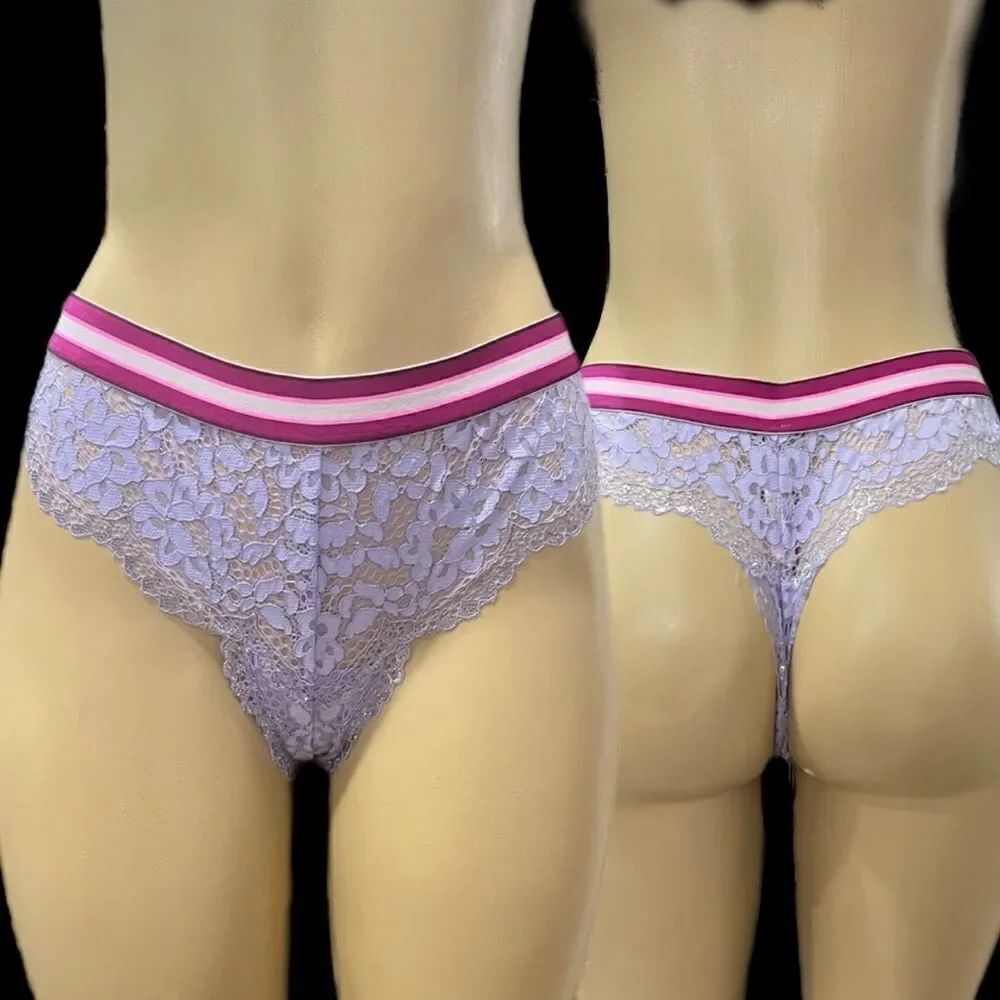 Victoria’s Secret Body by Victorias Supersoft metallic lace thong panty Lavender